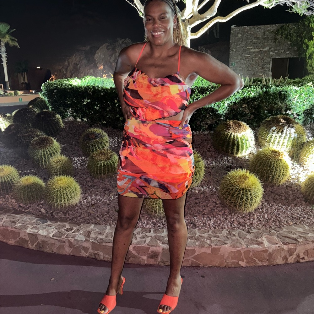 Fashion Nova Orange and Pink Mini Dress